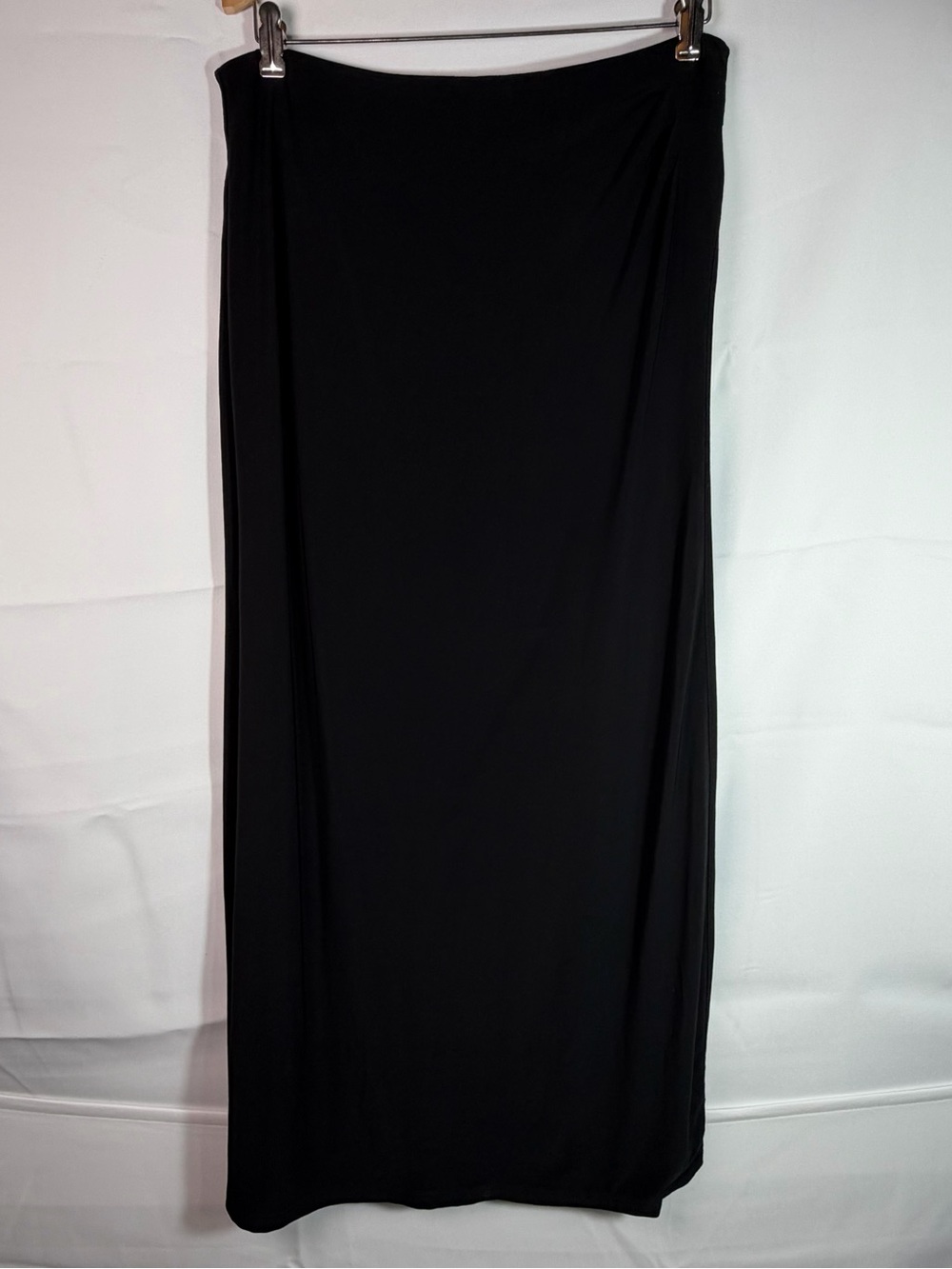 White House Black Market Black Draped Faux Wrap Maxi Skirt Medium Chic Classic